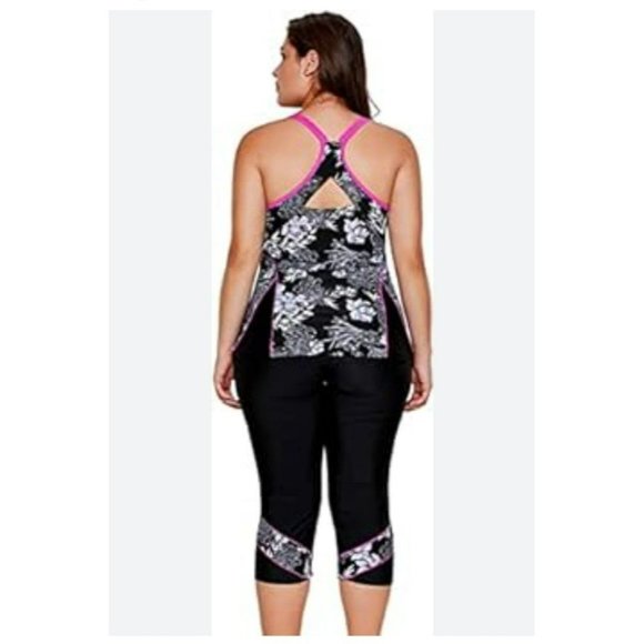 2pc racerback tank top and Capri bathing suit swim suit size Large - Picture 2 of 12